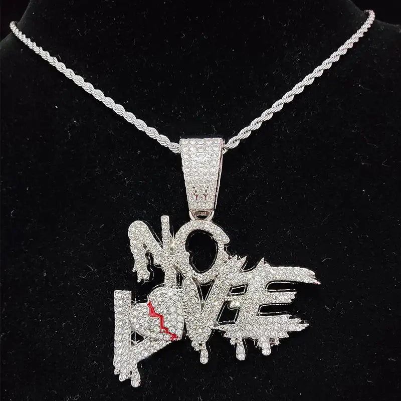 Cuban Chains NO LOVE Necklace Pendants