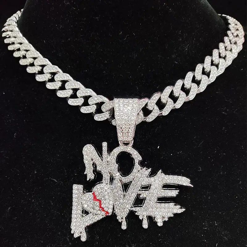 Cuban Chains NO LOVE Necklace Pendants