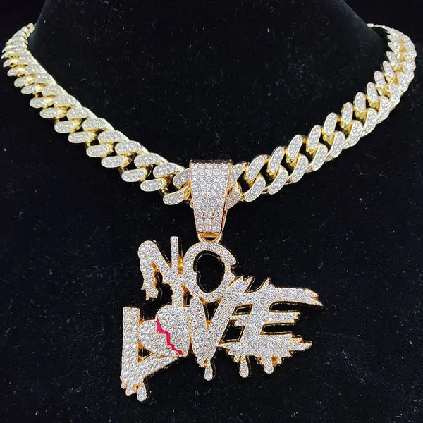 Cuban Chains NO LOVE Necklace Pendants